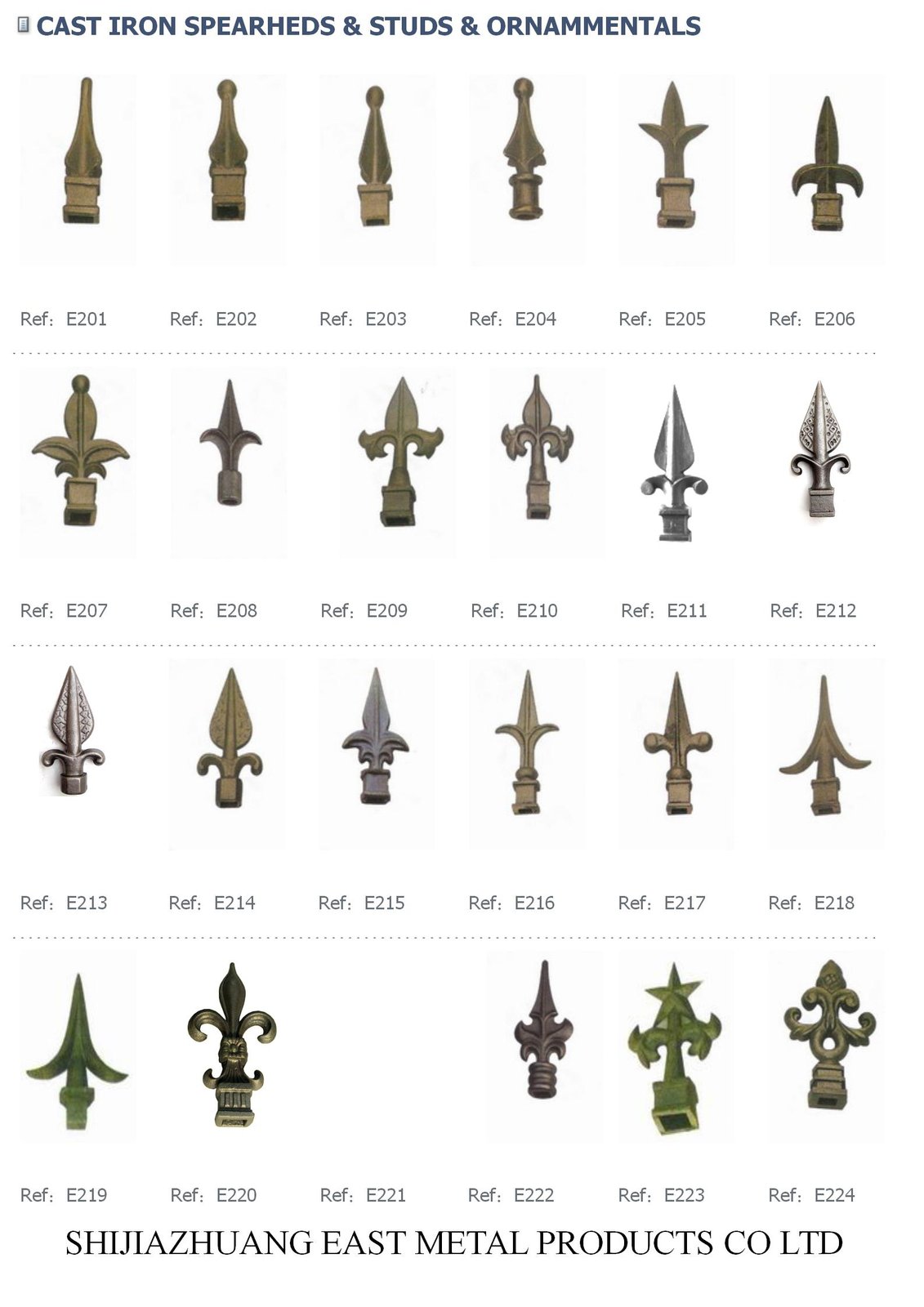 Cast iron spear points, assorted designs – Cast iron ornament