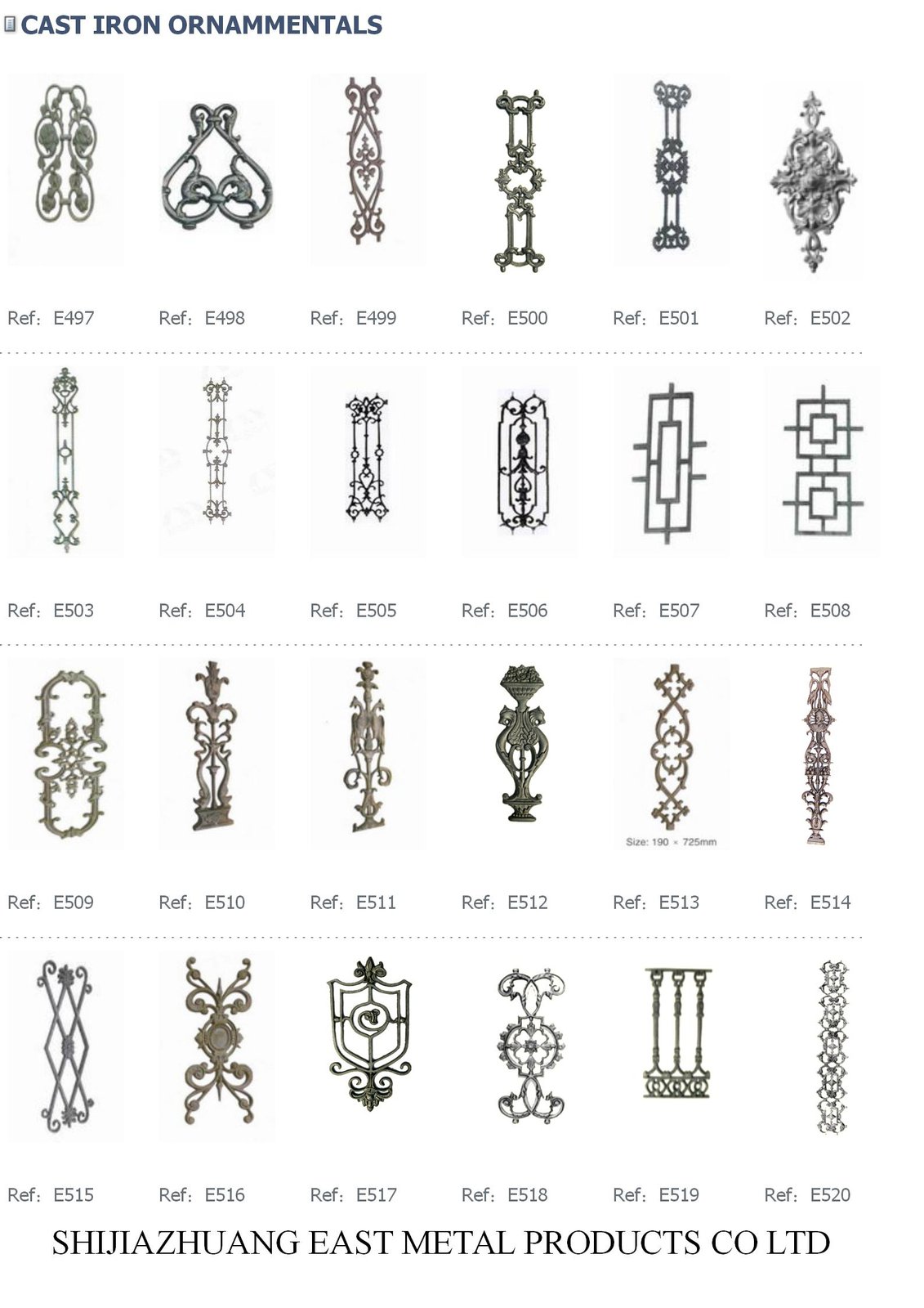 Cast iron baluster panels, assorted designs – Cast iron ornament
