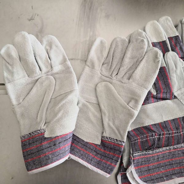 Single palm leather gloves, striped cuff – Welding gloves