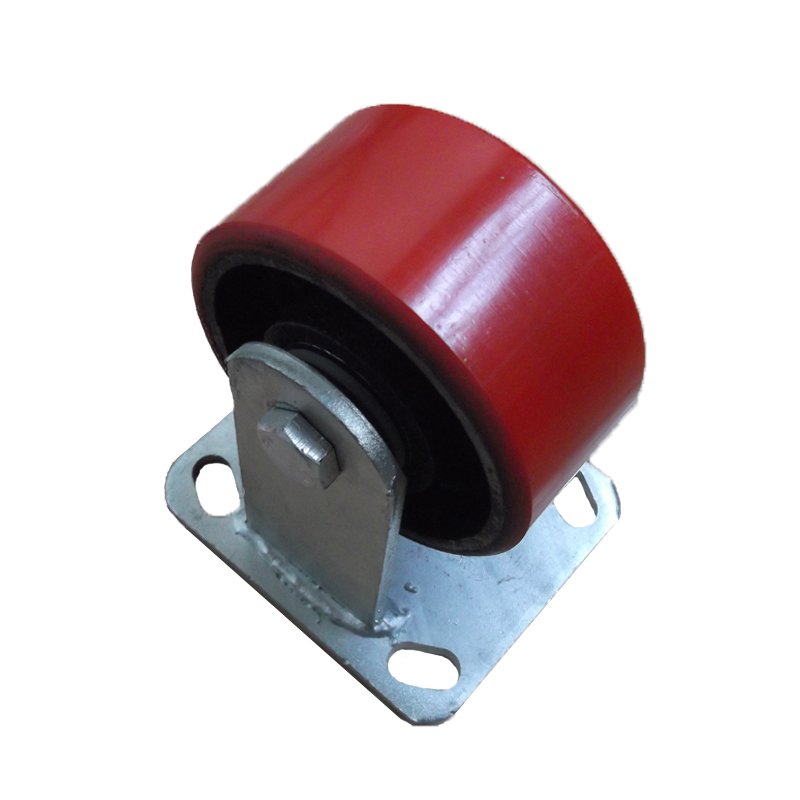 Rigid caster with red wheel – Industrial casters
