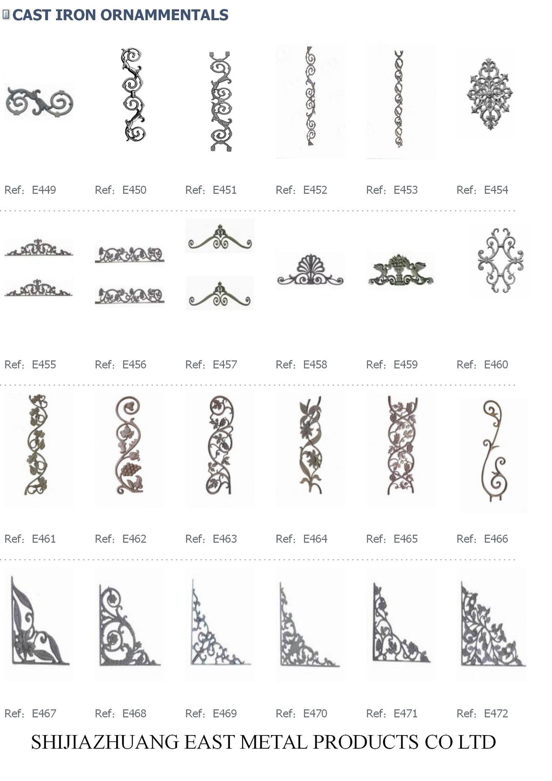 Cast iron vine and corner ornaments – Cast iron ornament