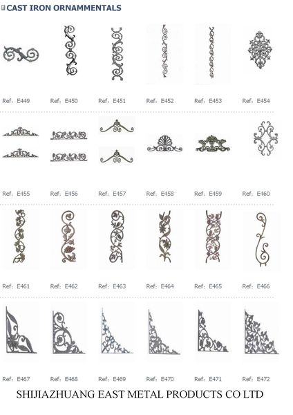 Cast iron vine and corner ornaments – Cast iron ornament