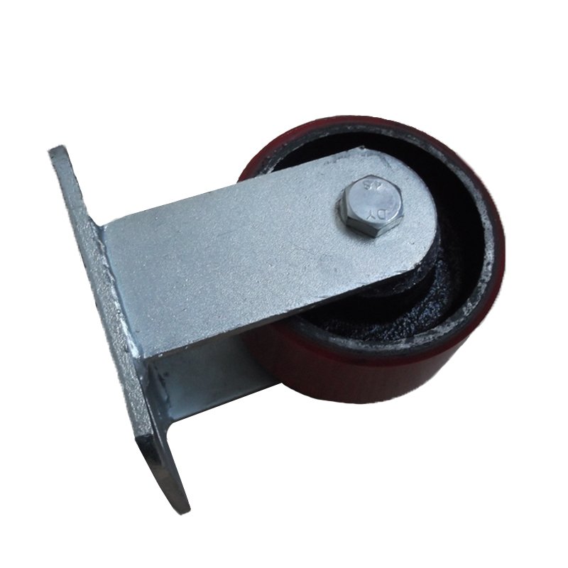 Rigid caster with red wheel – Industrial casters