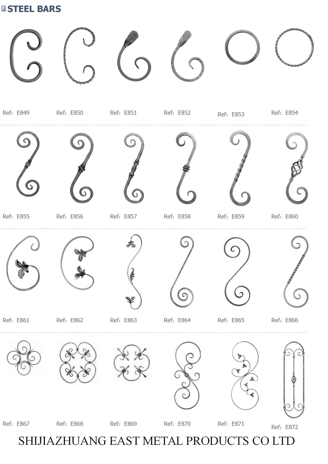 Forged steel scrolls, assorted designs – Forged steel ornament