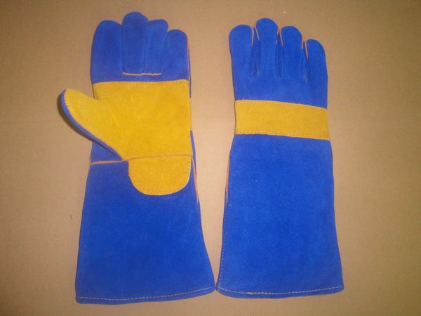Blue welding gloves, yellow palm patch – Welding gloves