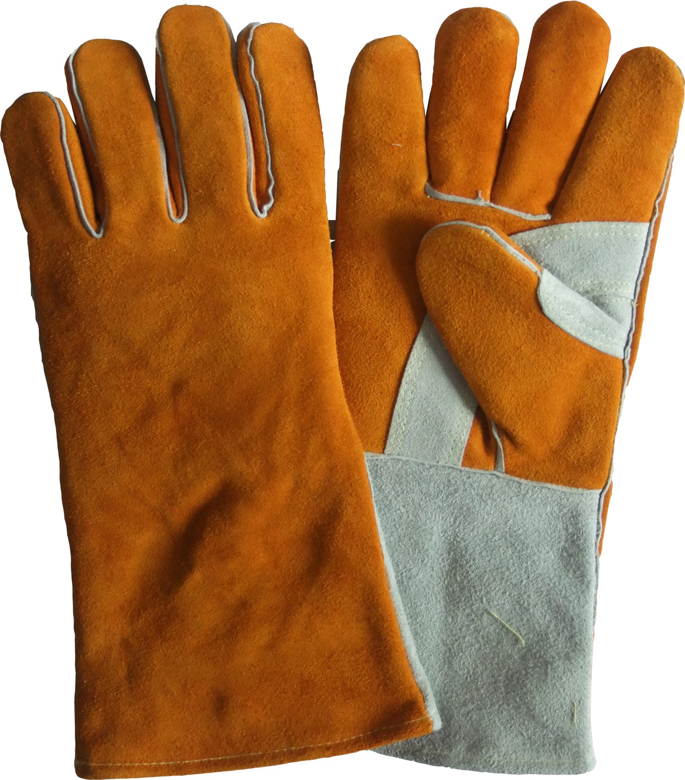 Orange and grey leather welding gloves – Welding gloves