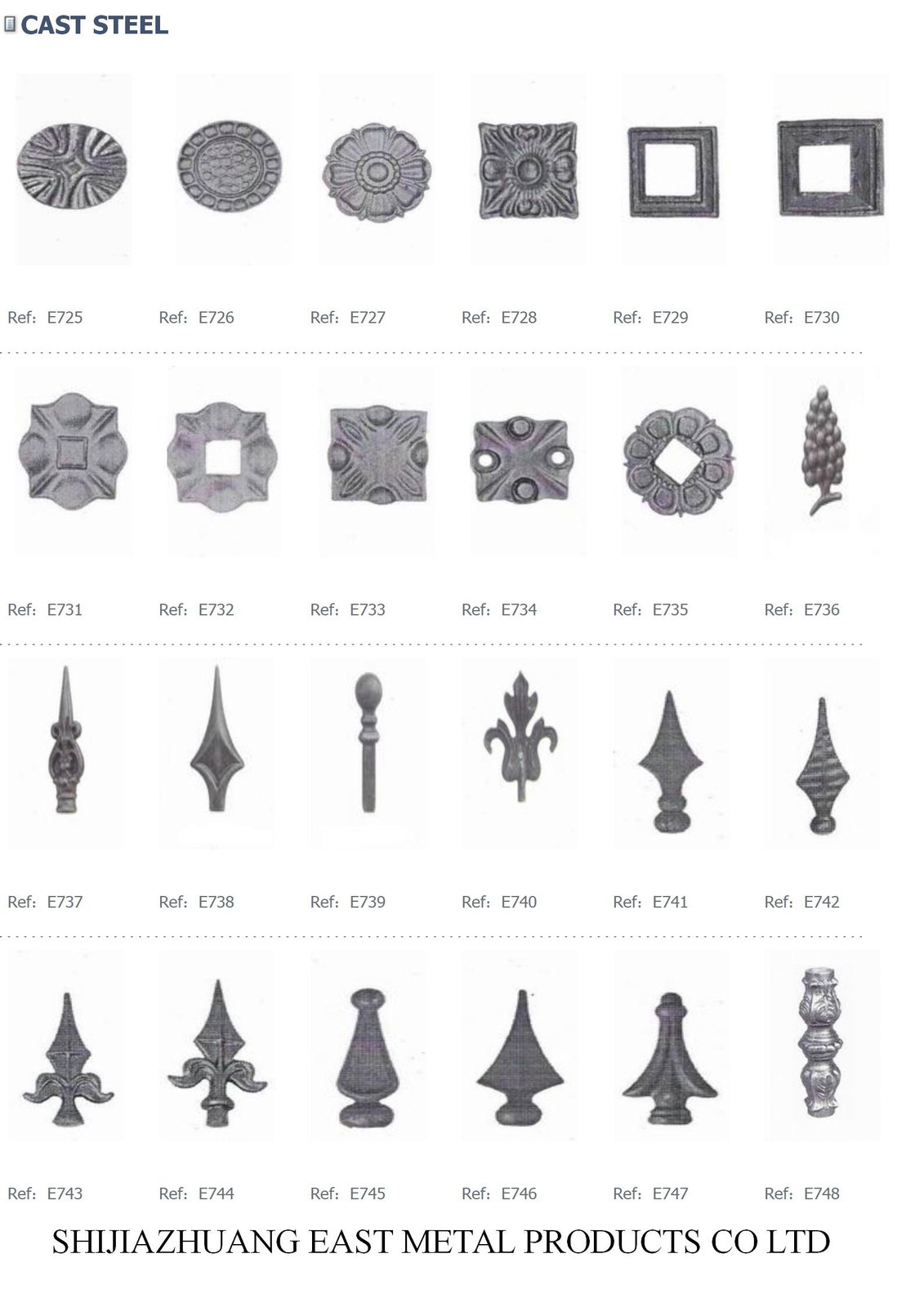 Cast steel spear points and rosettes – Cast steel ornament