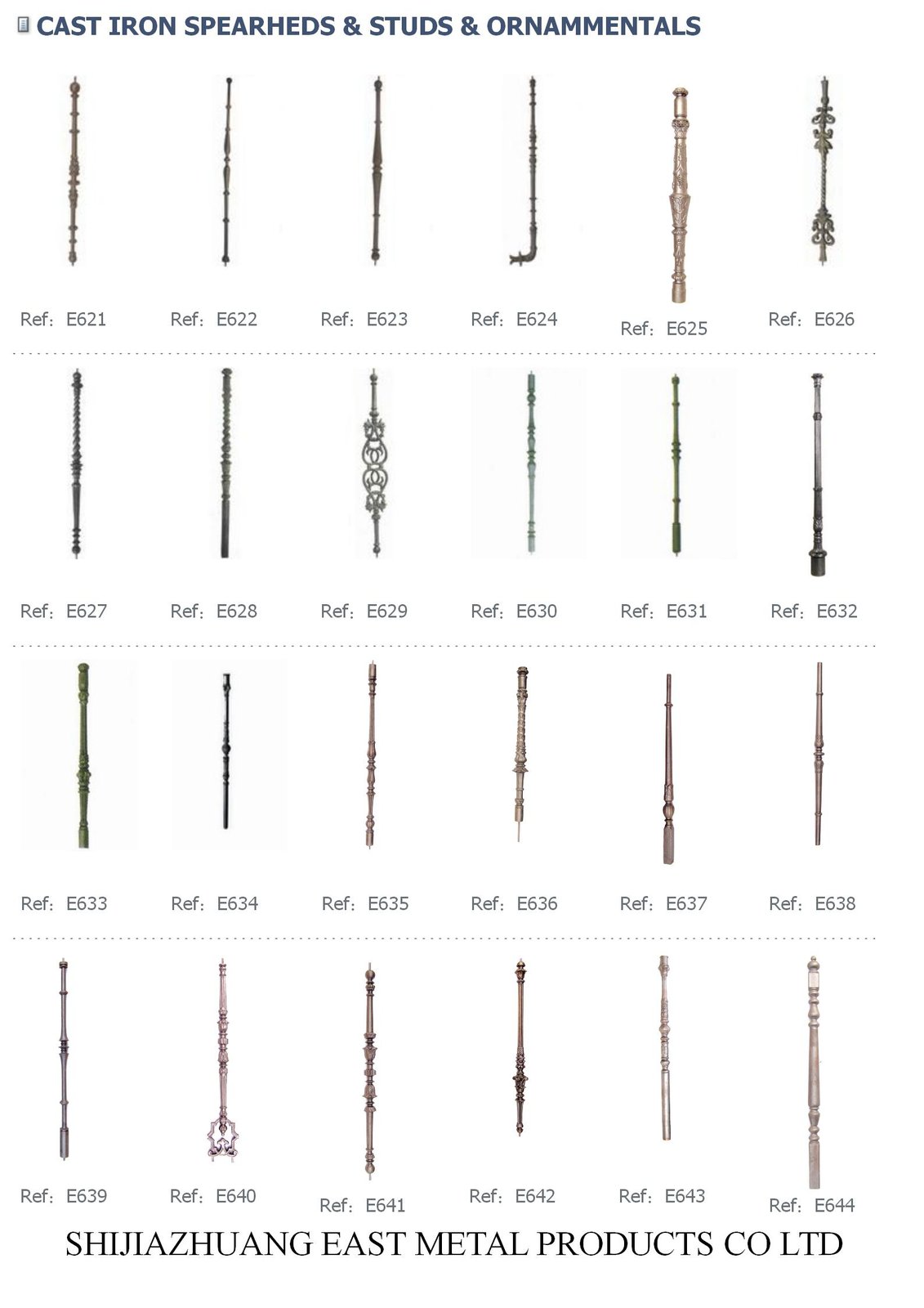 Cast iron slender spindles, assorted designs – Cast iron ornament